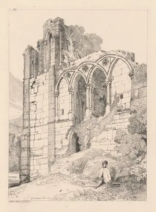 Easeby Abbey, Yorkshire, by John Sell Cotman, ink, 1811
