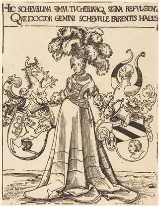 Bookplate of Scheurl and Tucher, by Lucas Cranach the Elder, ink, 1512