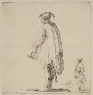 Pole Holding a Hatchet with His Left Hand, by Stefano Della Bella, ink, 1637