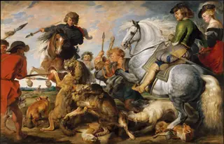 The Wolf and Fox Hunt, by Peter Paul Rubens, oil, 1616