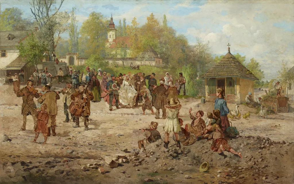 Wedding at Salwator, by Seweryn Bieszczad, oil, 1897