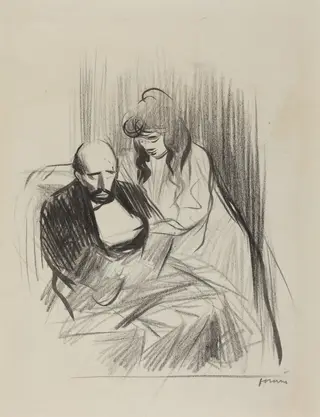 Consolation, by Jean-Louis Forain, ink, 1892