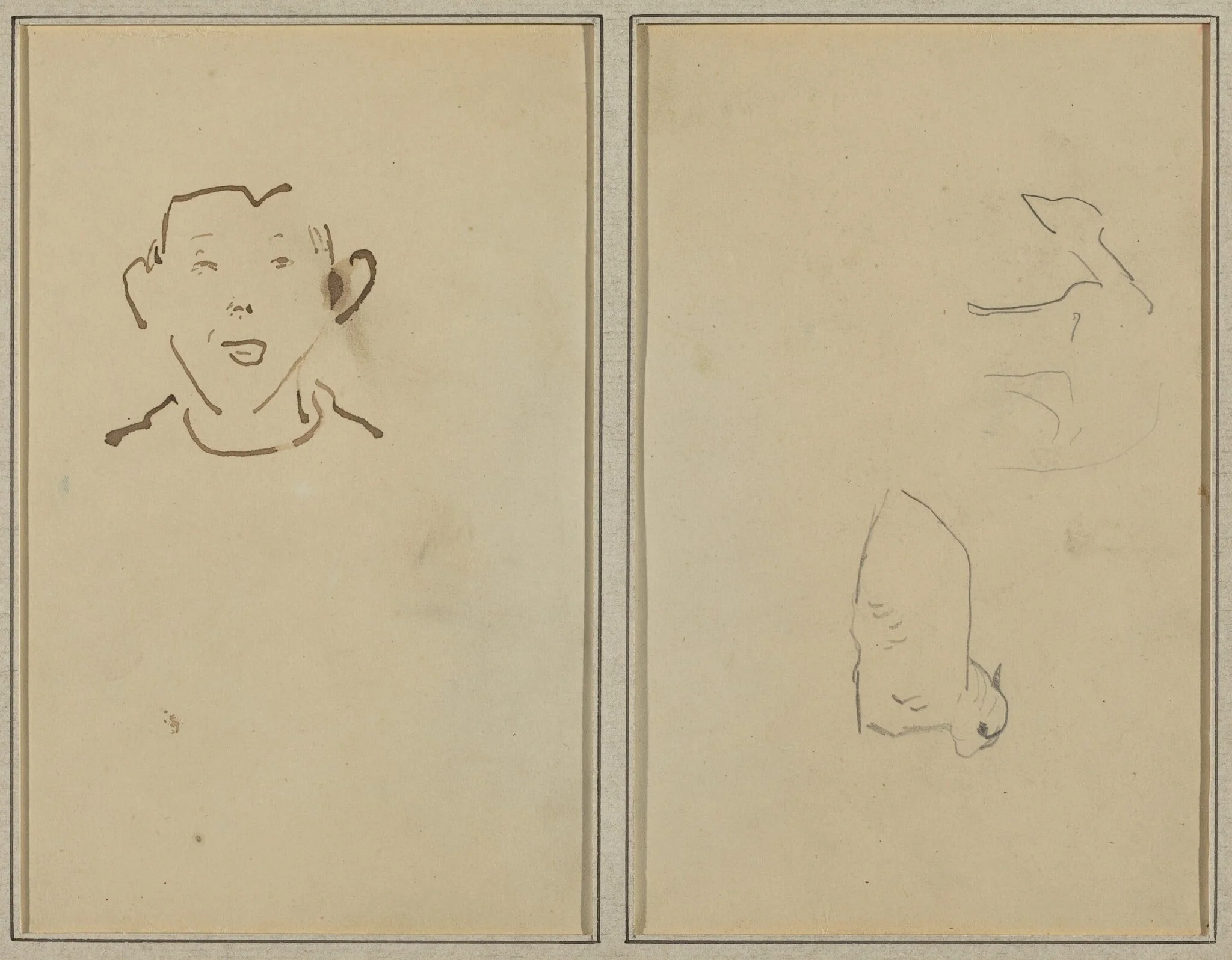 Boy's Face; Two Sheep [verso], detail