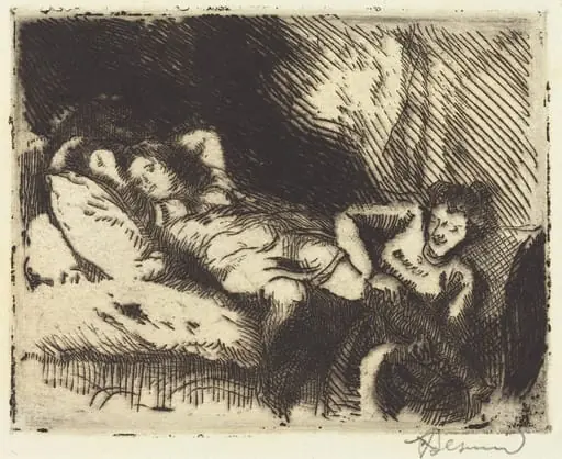Going to Bed (Le coucher), by Paul-Albert Besnard, ink, 1913