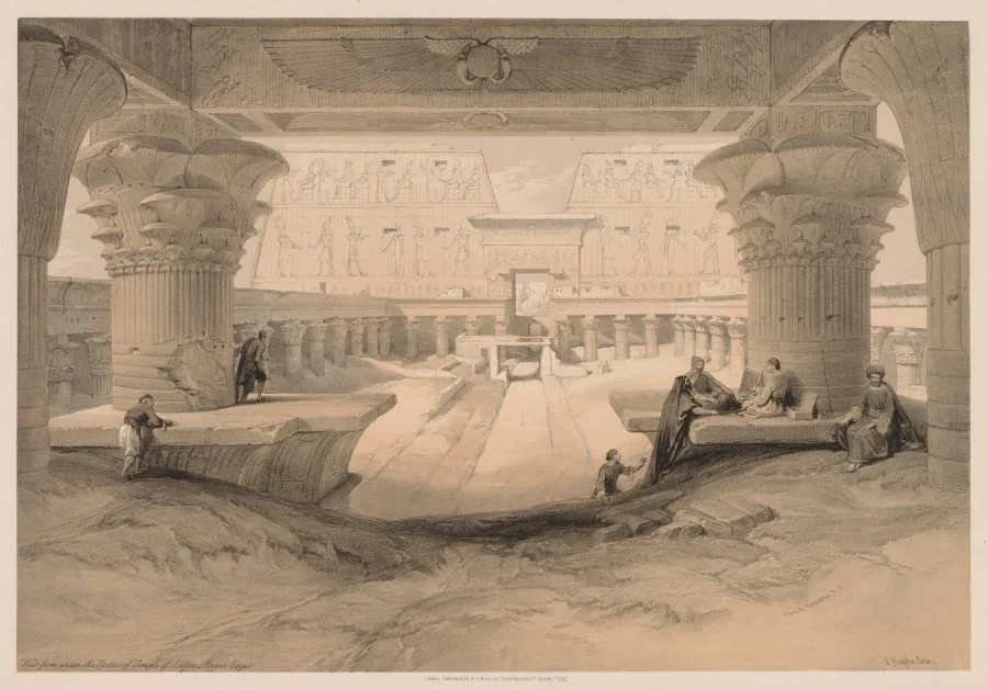 Egypt and Nubia: Volume I - No. 32, View from under the Portico of the Temple of Edfou, Upper Egypt, detail