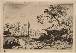 Ruinous Hut, by Allart van Everdingen, ink, 1650