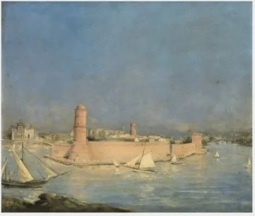 Marseilles Harbour with a Lighthouse, detail