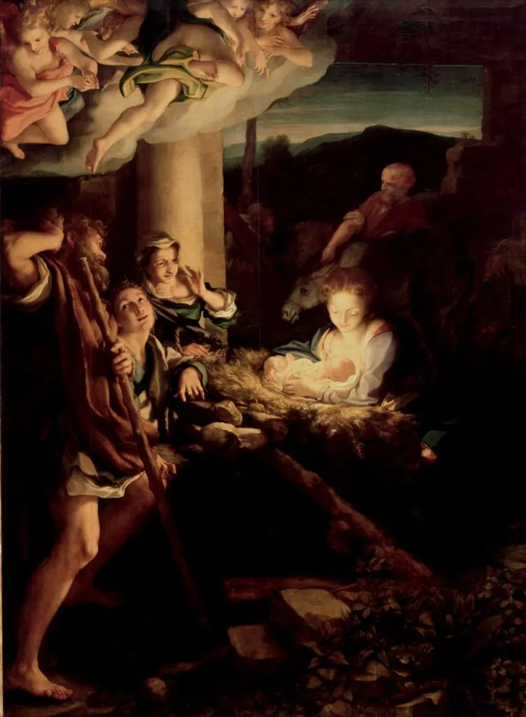 Nativity, by Correggio, oil, 1529