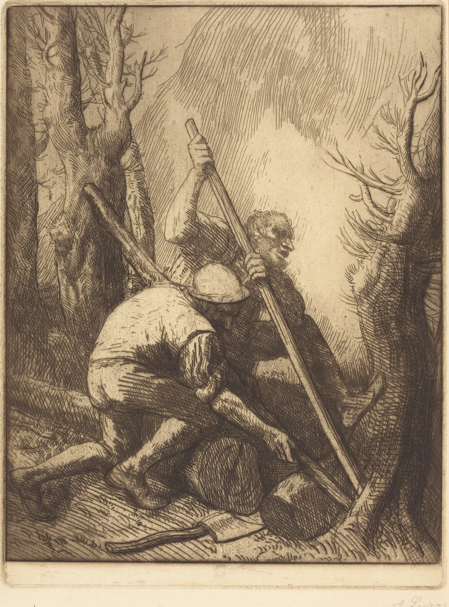 Woodcutters, 3rd plate (Les bucherons), detail