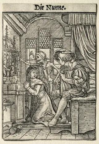 Dance of Death:  The Nun, by Hans Holbein the Younger, 1526