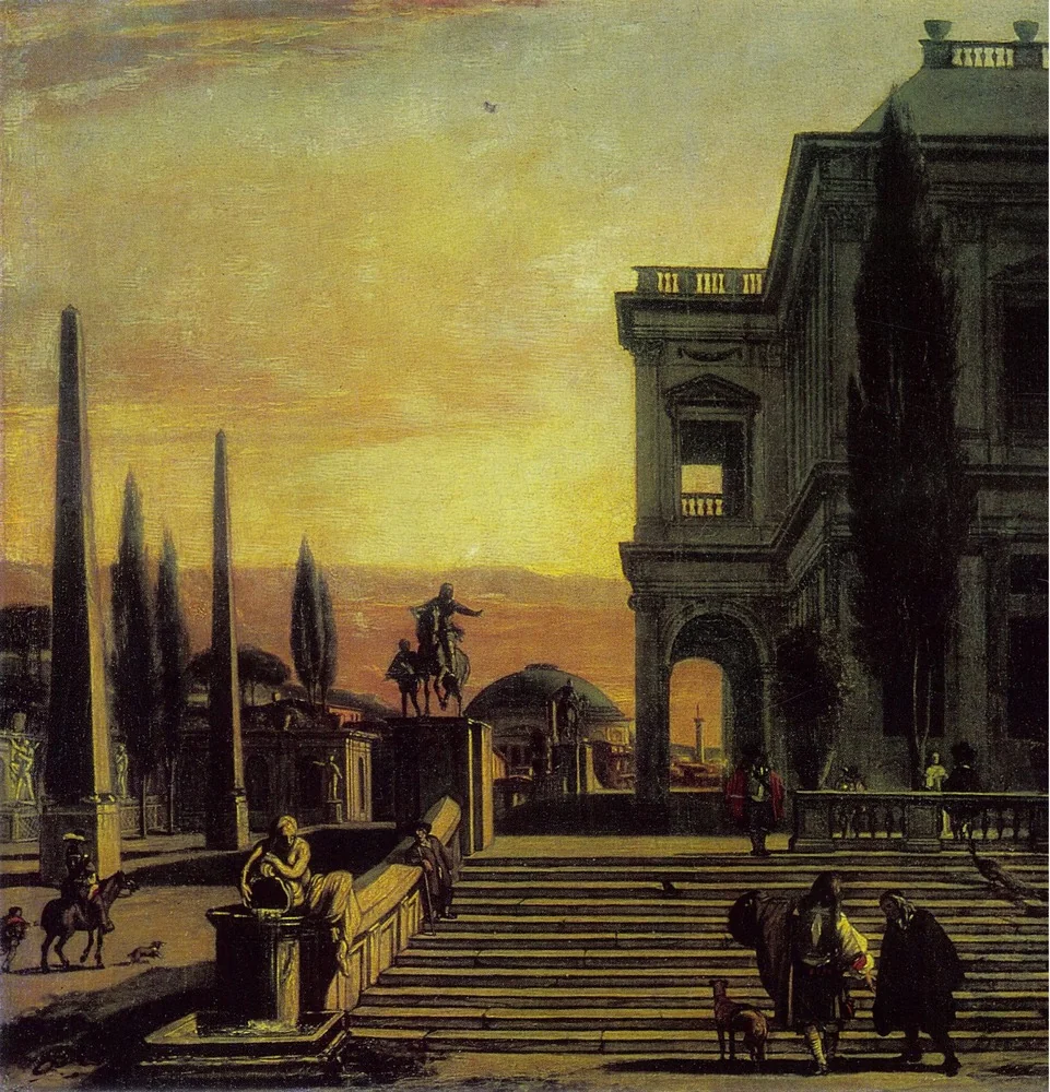 Square in front of the Palace in an Italian Town, detail