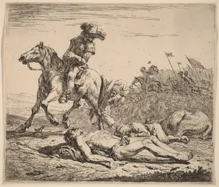 Battlefield, by Karel Dujardin, ink, 1652