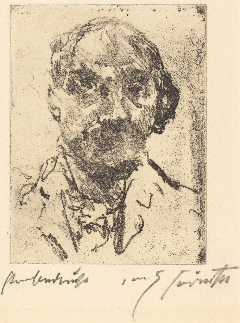 Selbstbildnis (Self-Portrait), by Lovis Corinth, ink, 1922