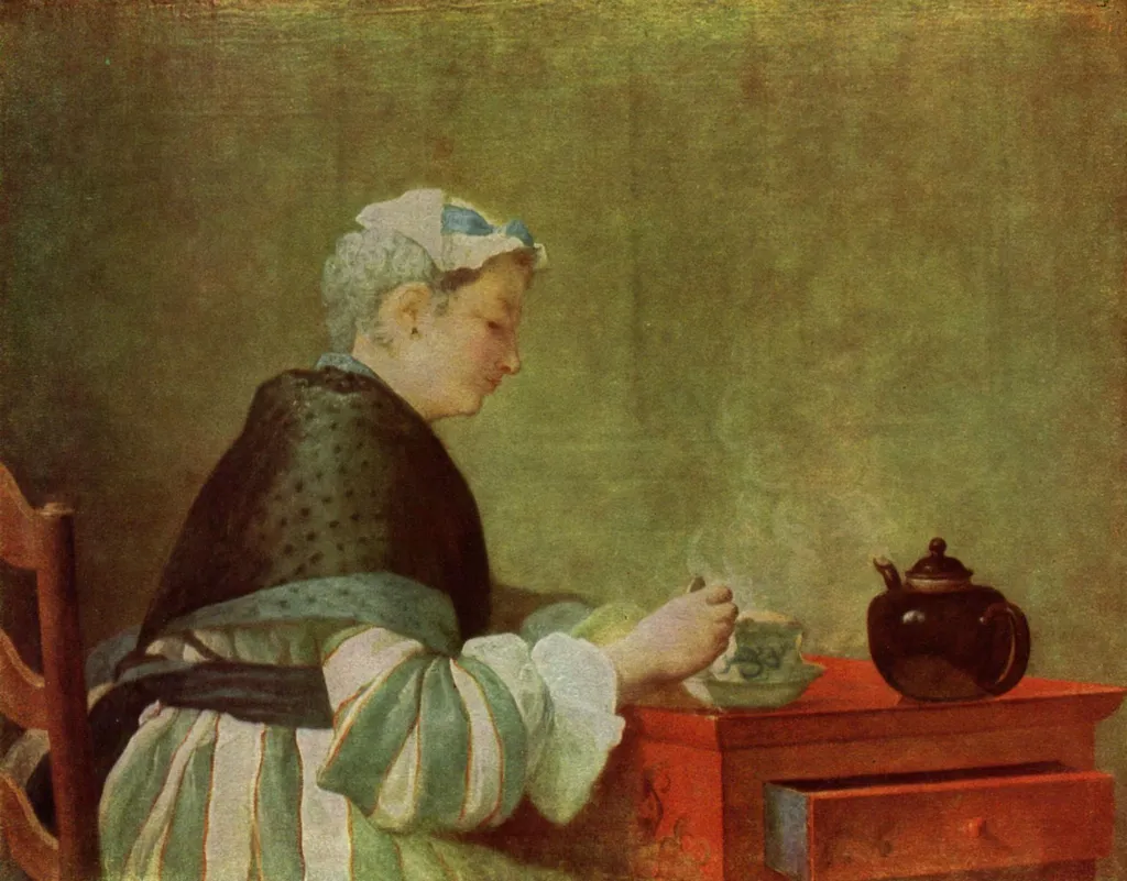 Die Teetrinkerin, by Jean-Baptiste-Siméon Chardin, oil, 1750