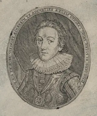 Charles I, King of England [top half], by Simon van de Passe, ink, 1621