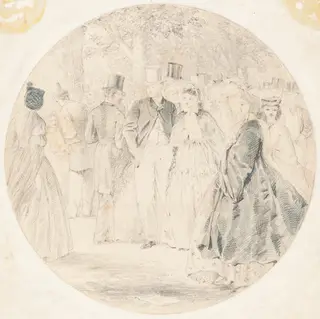 Kensington Gardens [recto], by Walter Crane, graphite, 1863