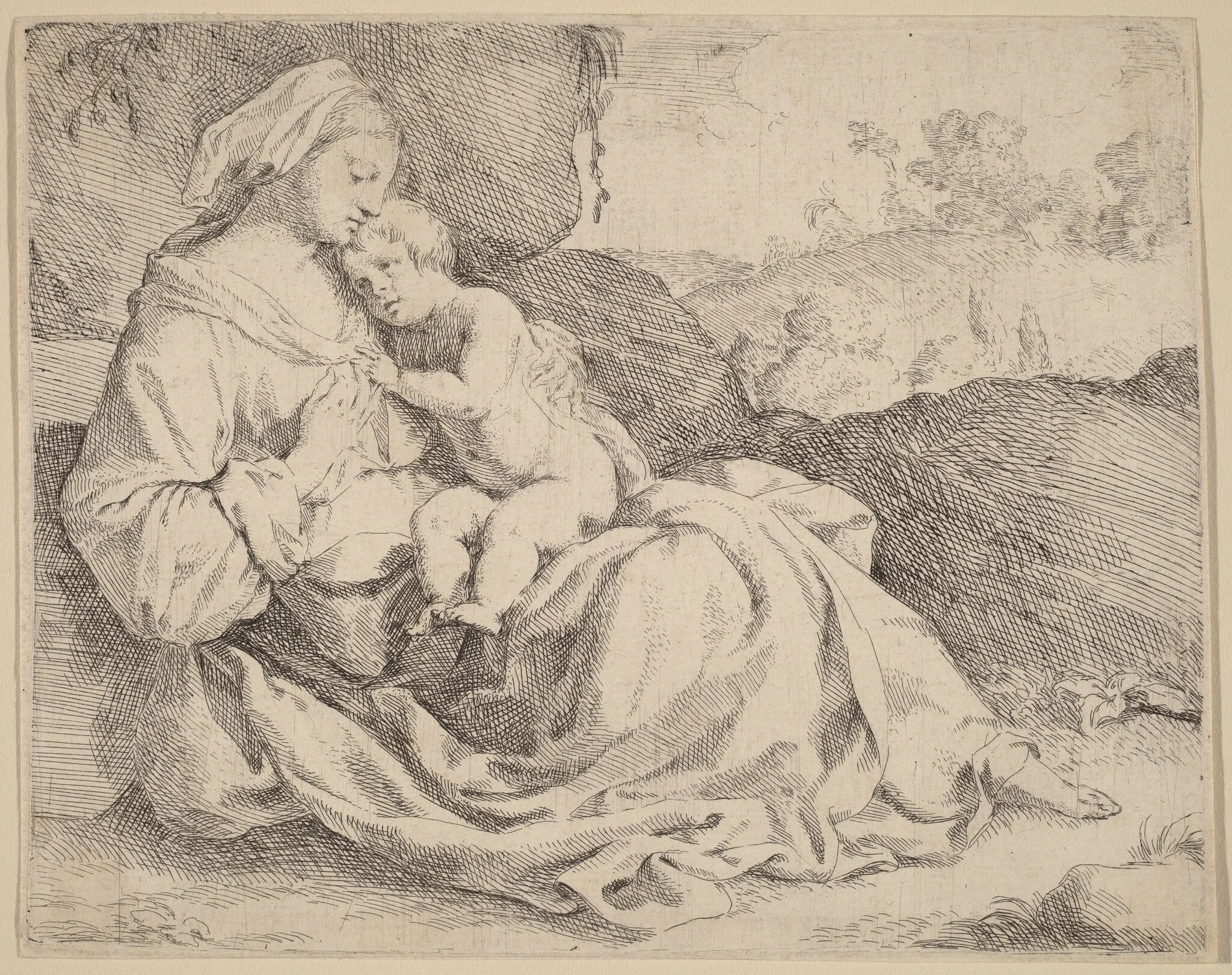 The Virgin and Child on a Grassy Bank, detail
