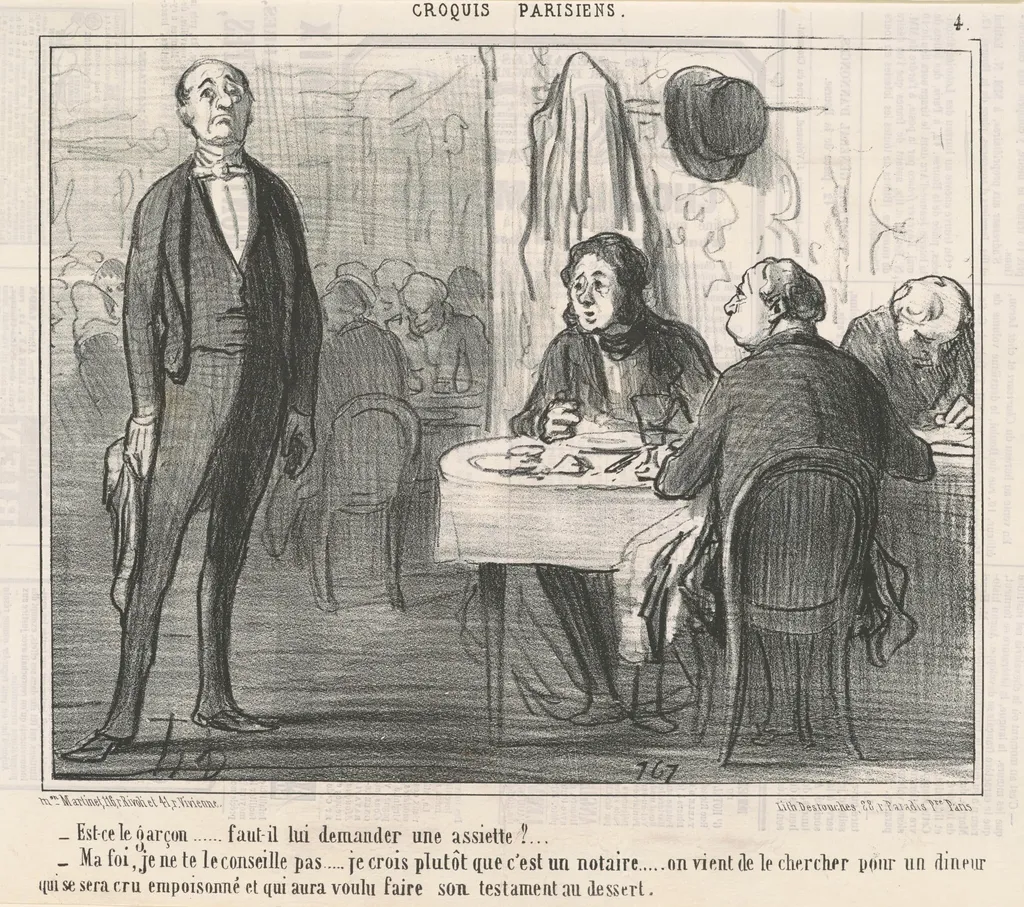 Est-ce le garçon?, by Honoré Daumier, ink, 1855