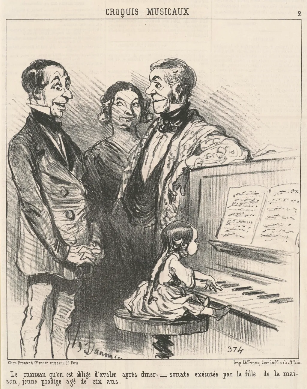 Le morceau qu'on obligé d'avalier ..., by Honoré Daumier, ink, 1852