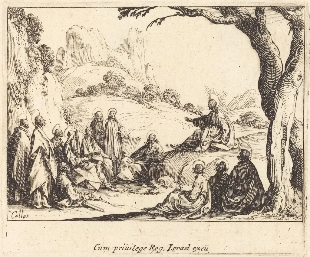Sermon on the Mount, by Jacques Callot, ink, 1635