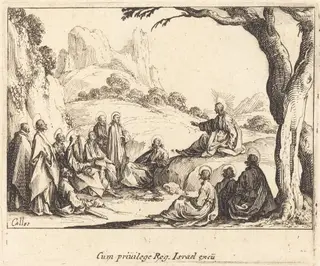 Sermon on the Mount, by Jacques Callot, ink, 1635
