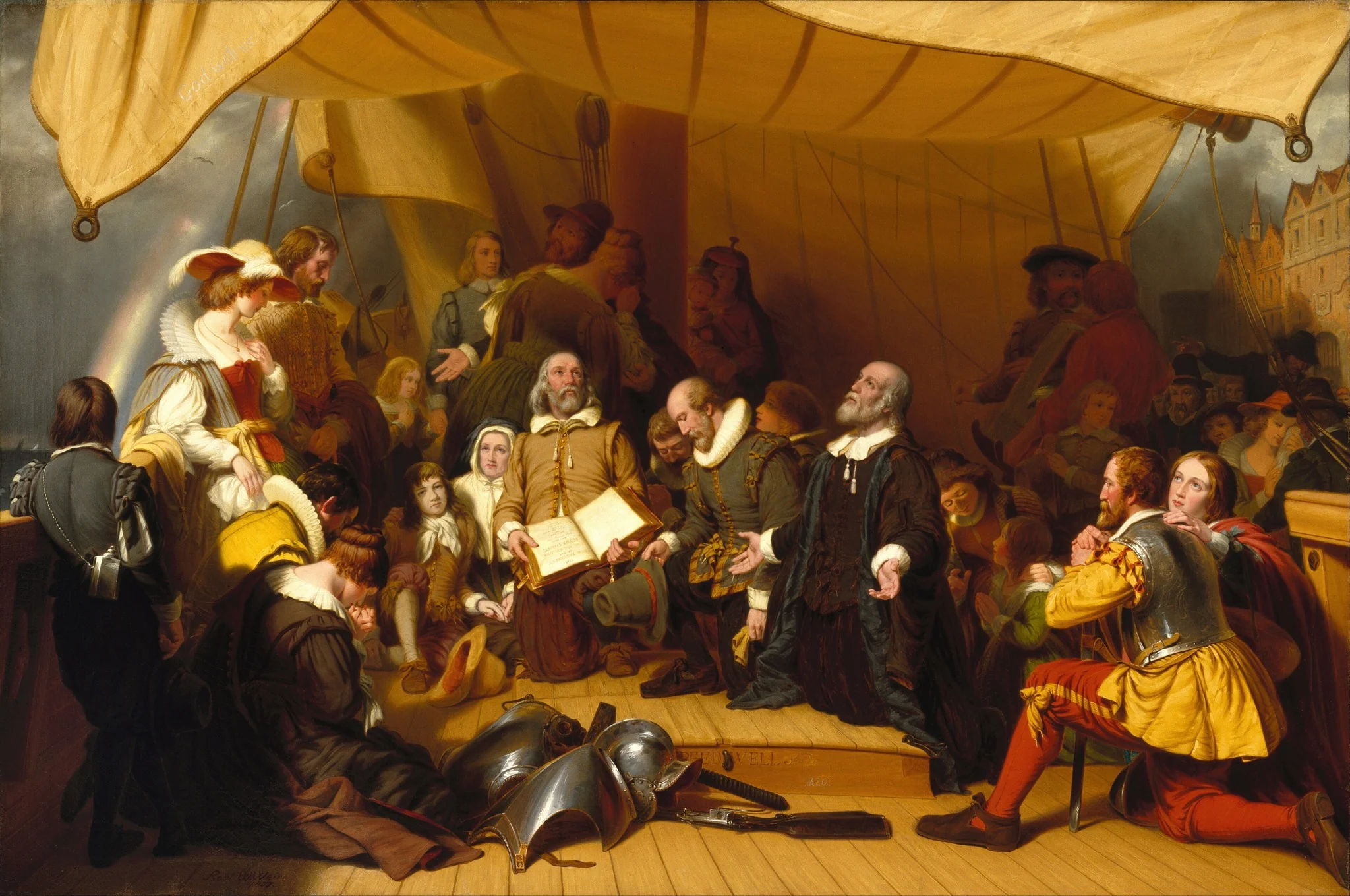 Embarkation of the Pilgrims, detail
