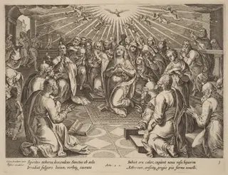 Pentecost, by Philip Galle, ink, 1574