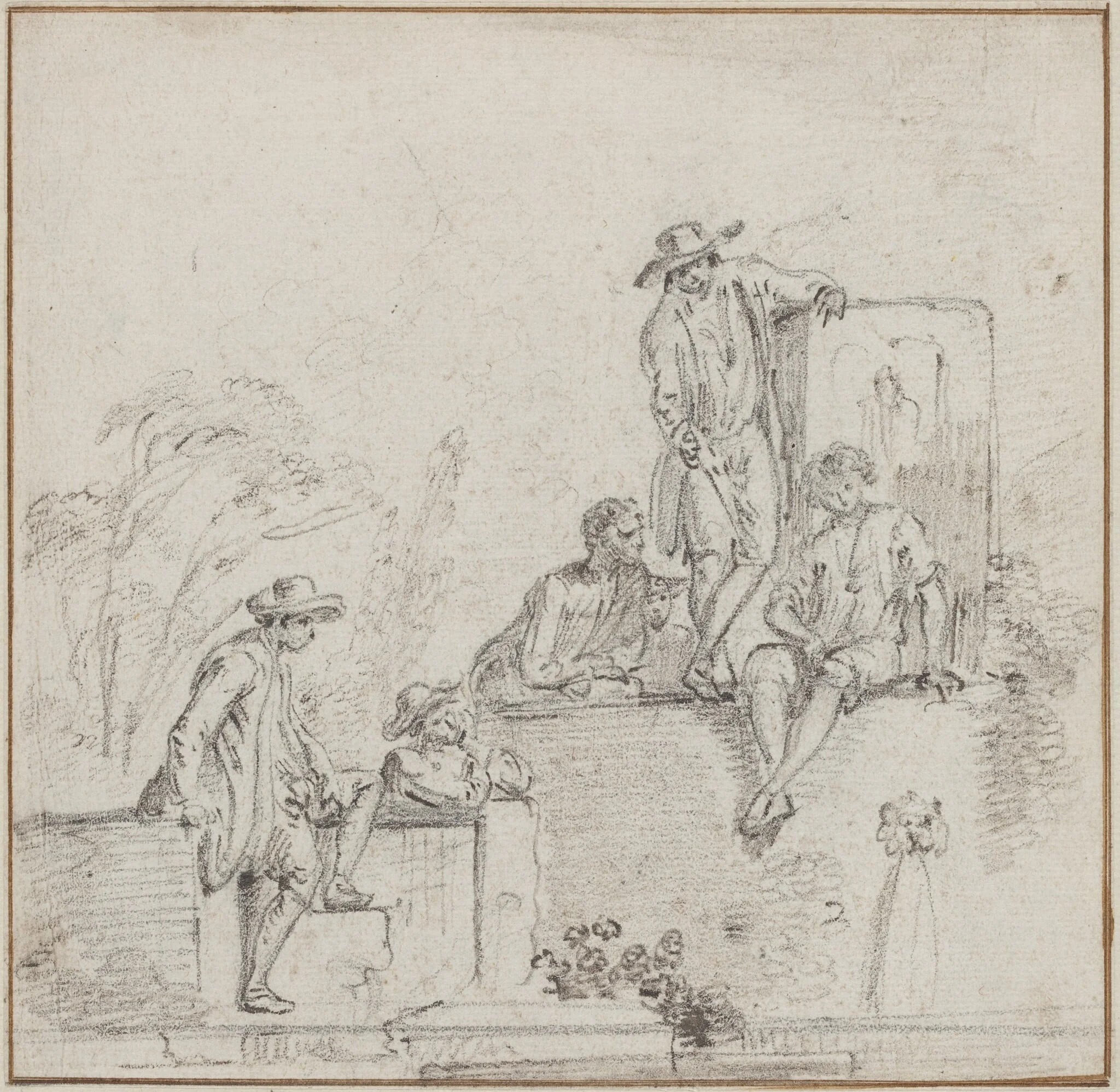 Figures Seated Around a Fountain, detail