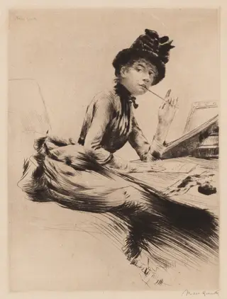 The Letter (Reflexion, ou la lettre), by Norbert Goeneutte, ink, 1887