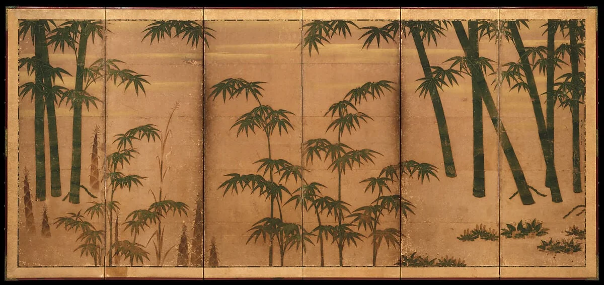 伝土佐光信筆 四季竹図屏風|Bamboo in the Four Seasons, detail