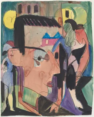 Self-Portrait, by Ernst Ludwig Kirchner, ink, 1928