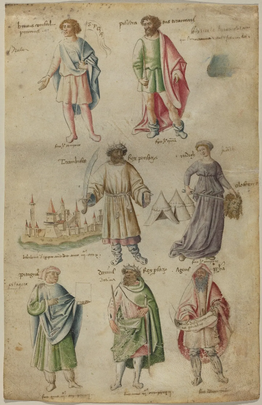 Seven Famous Figures from Ancient History, by Barthélemy van Eyck, ink, 1442