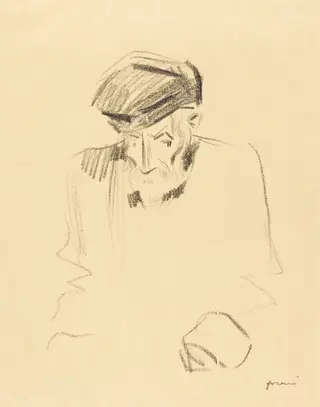 Portrait de Renoir (2e planche) (Portrait of Renoir) (second plate), by Jean-Louis Forain, ink, 1905