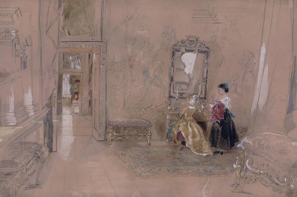 The Venetian Ambassador's Room at Knole, Kent, by James Holland, watercolor, 1841