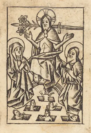 The Last Judgment [right], by Master of St. Erasmus, ink, 1455