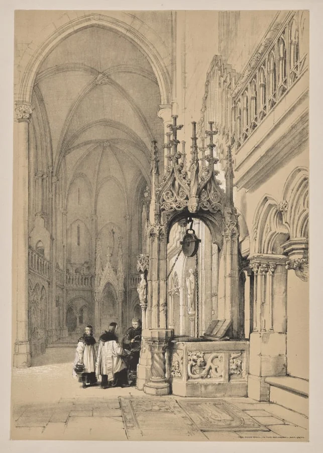 Sketches in Belgium and Germany, First Series, The Holy Well in the Cathedral of Ratisbon, detail