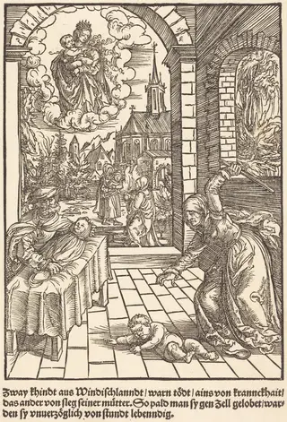 Zway khindt aus Windischlanndt ..., by Master of the Miracles of Mariazell, ink, 1503