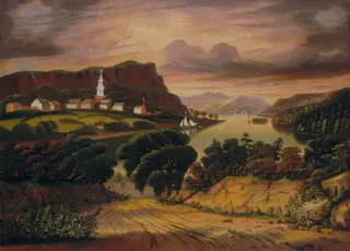 Lake George and the Village of Caldwell, by Thomas Chambers, oil, 1850