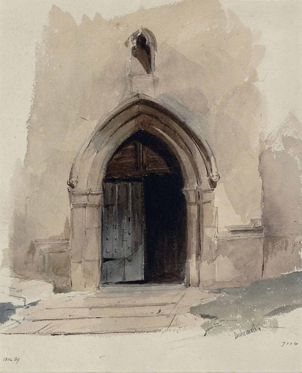 Church door, Bakewell, by Alfred Gomersal Vickers, watercolor, 1830