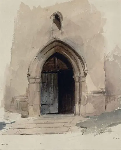 Church door, Bakewell, by Alfred Gomersal Vickers, watercolor, 1830