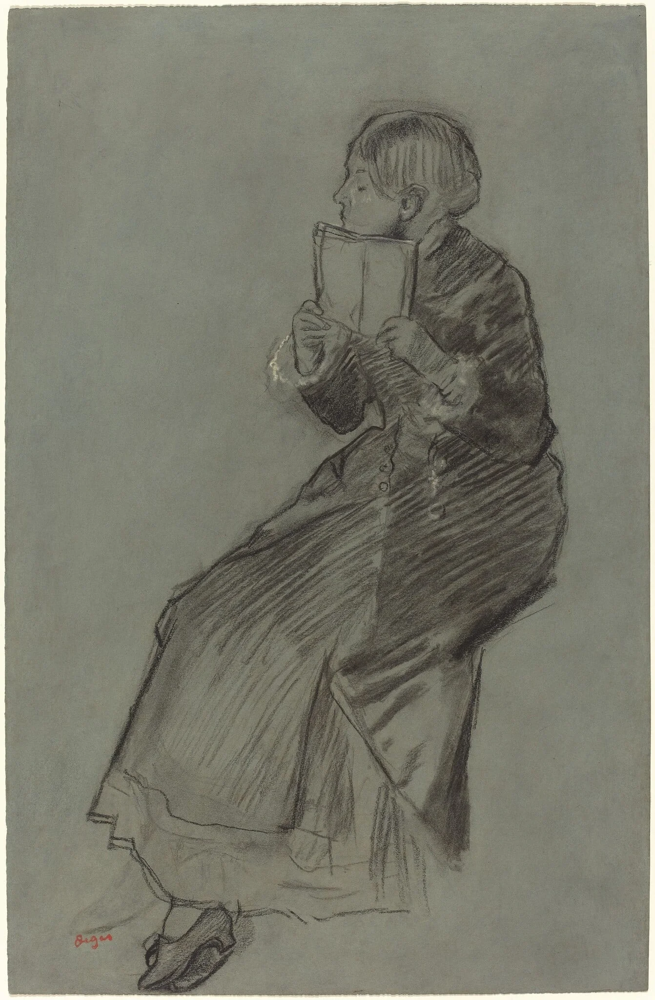 Woman Reading a Book, detail