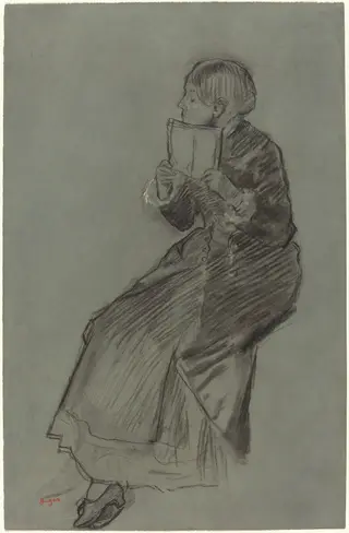 Woman Reading a Book, by Edgar Degas, chalk, 1879
