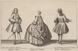 Habit Unis/Dame en Panier/Habit Ordinaires, by Jacques Chéreau, ink, 1724