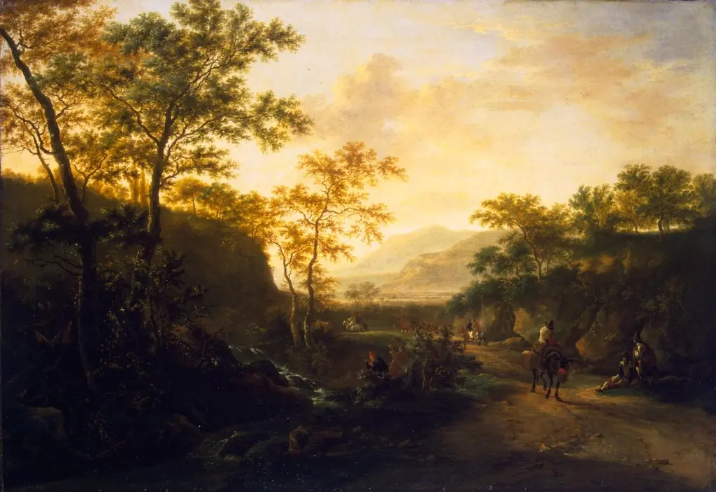 Italian Landscape with a Path, by Jan Both, oil, 1647
