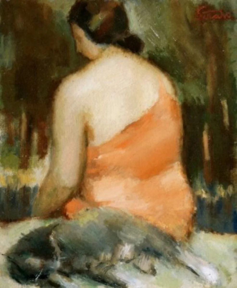 Femeia cu pisică, detail