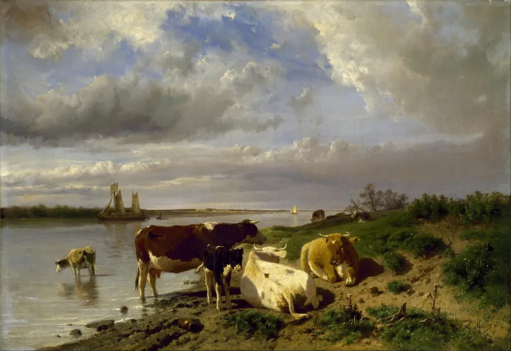 Landscape with Cattle, by Anton Mauve, oil, 1873