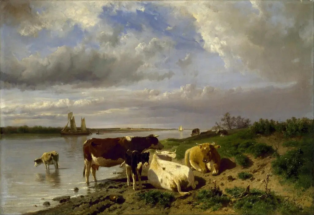 Landscape with Cattle, by Anton Mauve, oil, 1873