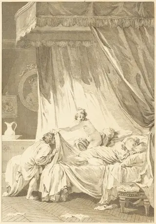 Joconde: Le lit, by Charles Louis Lingée, ink, 1784