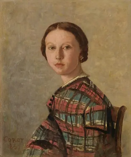 Portrait of a Young Girl, by Jean Baptiste Camille Corot, oil, 1850