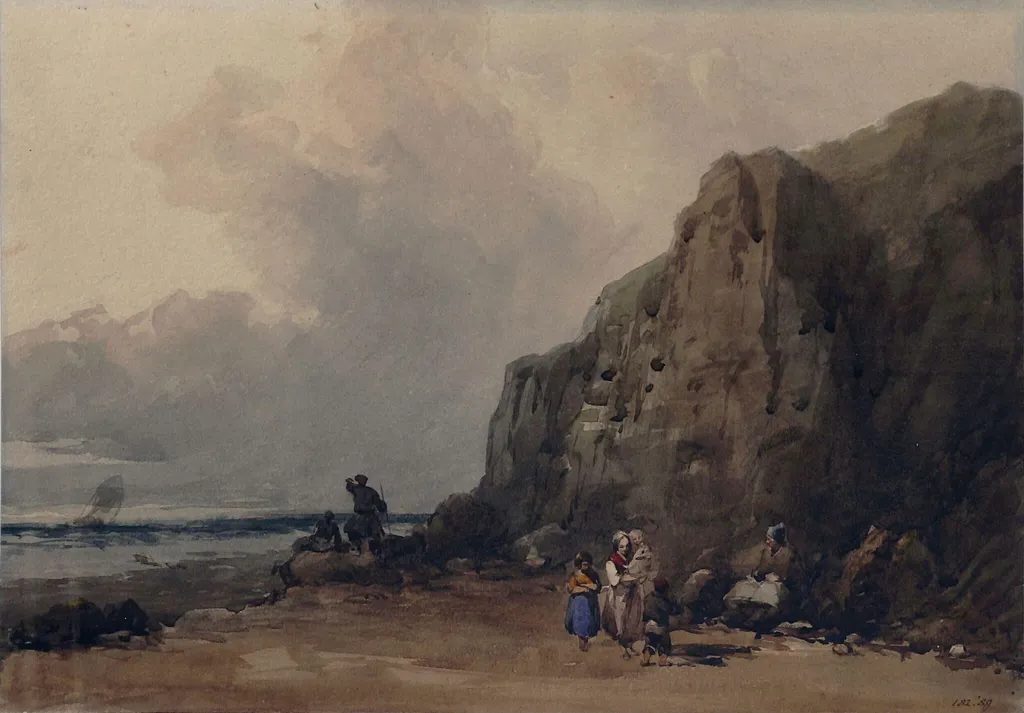 Coast scene, Isle of Wight, by Edward Pritchett, watercolor, 1850